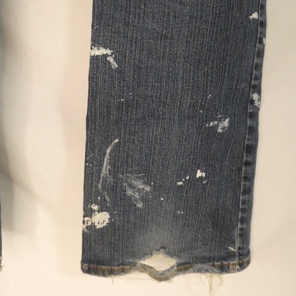 BLUENOTES | 27 X 30 | Kate Relaxed Flare | Distressed Denim | White Paint Spill - Picture 16 of 16